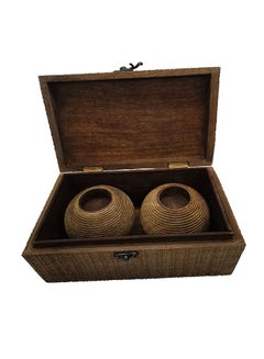asmat Wooden Candle Box  With Two Candle Stand Brown 24 x10cm  - Image 1