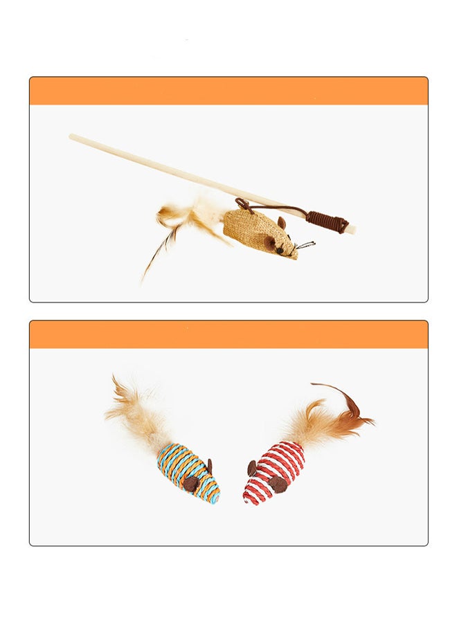 7-In-1 Cat Teaser Interactive Toy Set Wand With Feather Multicolour