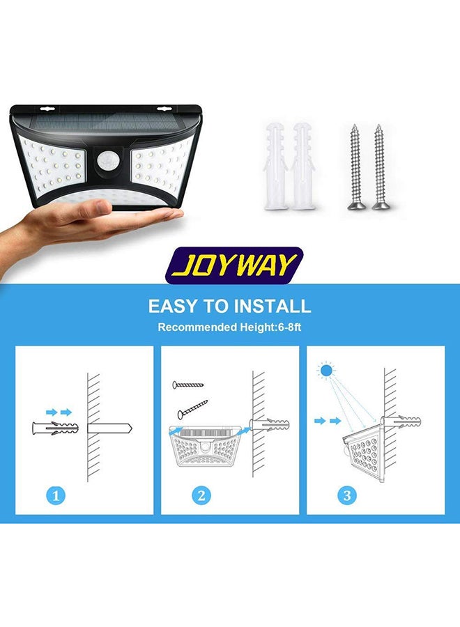 Joyway - 68 LED Outdoor Solar Motion Sensor Wall Light Black 8.4x4.7x3.1inch - Image 1