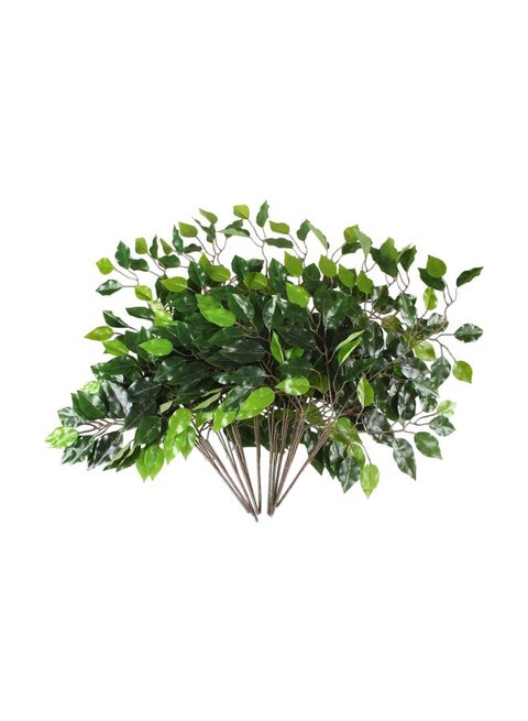 12-Piece Artificial Silk Ficus Tree Green/Brown