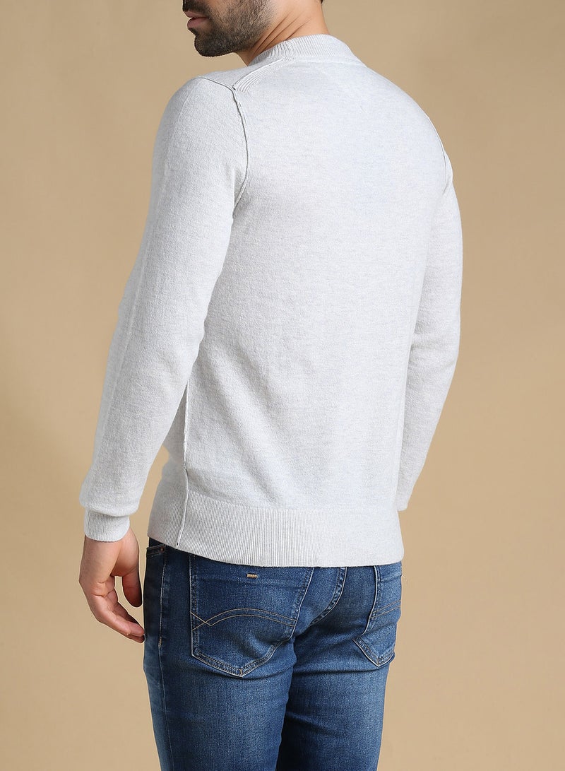 TOMMY HILFIGER - Long Sleeve Crest Intarsia Sweater White/Blue/Black - Image 1