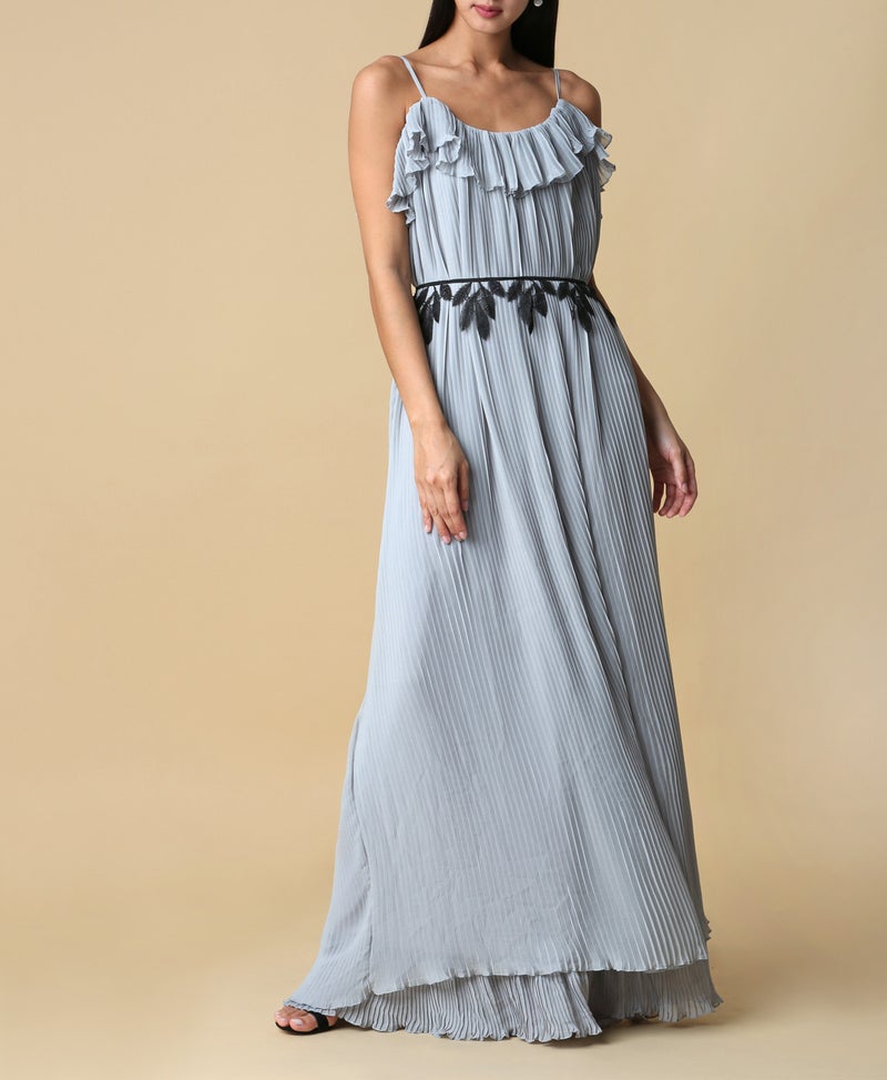 Plisse Ruffle Evening Dress Grey - v1581347350/N30895474V_2