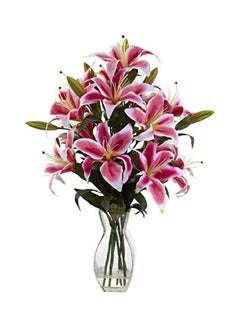 Artificial Rubrum Lily Flower With Vase Pink/White/Green - v1581361967/N34381869A_1