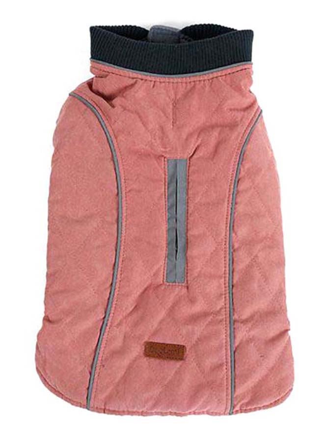 Retro Design Sleeveless Winter Dog Coat Pink/Grey - Image 1