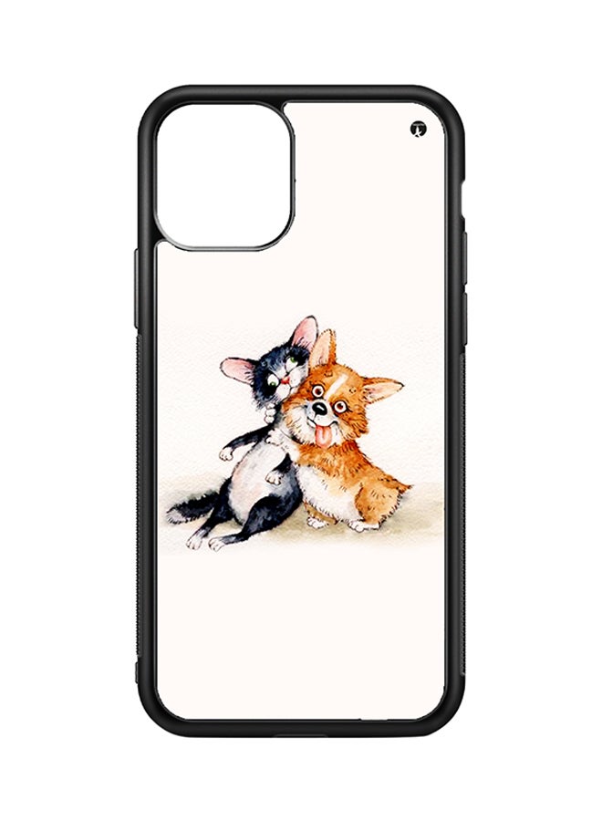غطاء حماية واق لهاتف أبل آيفون 11 نمط قطة وكلب