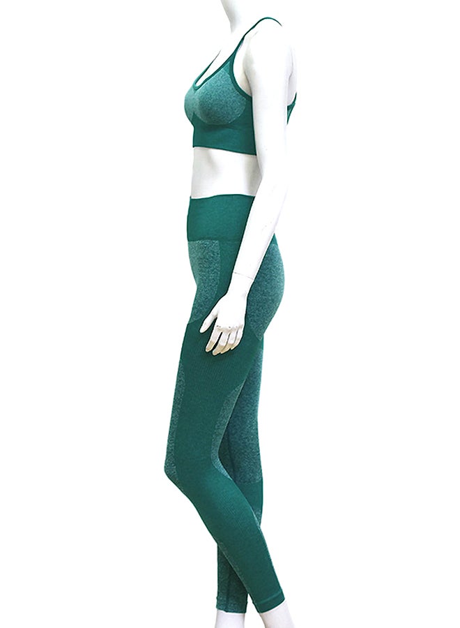 Cool Baby 2-Piece Crop Top And Leggings Set Green  - Image 3