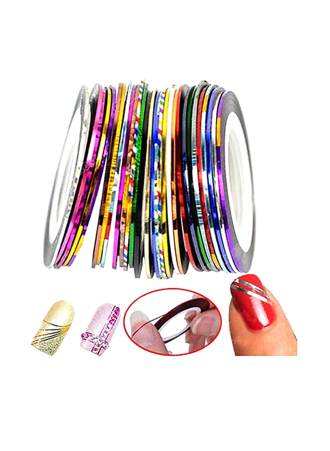 PS Pack Of 30 Mixed Colors Rolls Nail Art Decoration Stickers Multicolour - Image 2