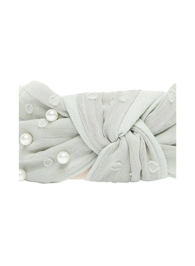 كلوزيت ربطة شعر بعقدة مزينة باللؤلؤ رمادي - Image 3