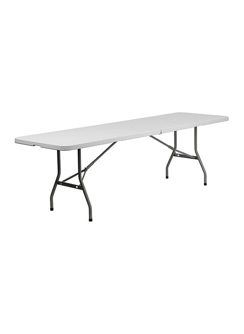 Bi-Fold Granite Plastic Folding Table With Carrying Handle White