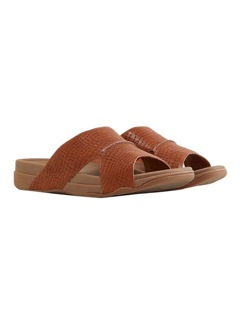 Bando Croc-Emboss Slides Tan