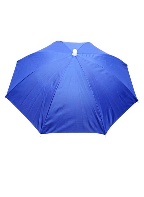 Foldable Headwear Umbrella Hat With Elastic Band Blue