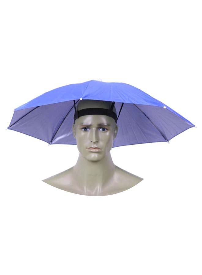Foldable Headwear Umbrella Hat With Elastic Band Blue
