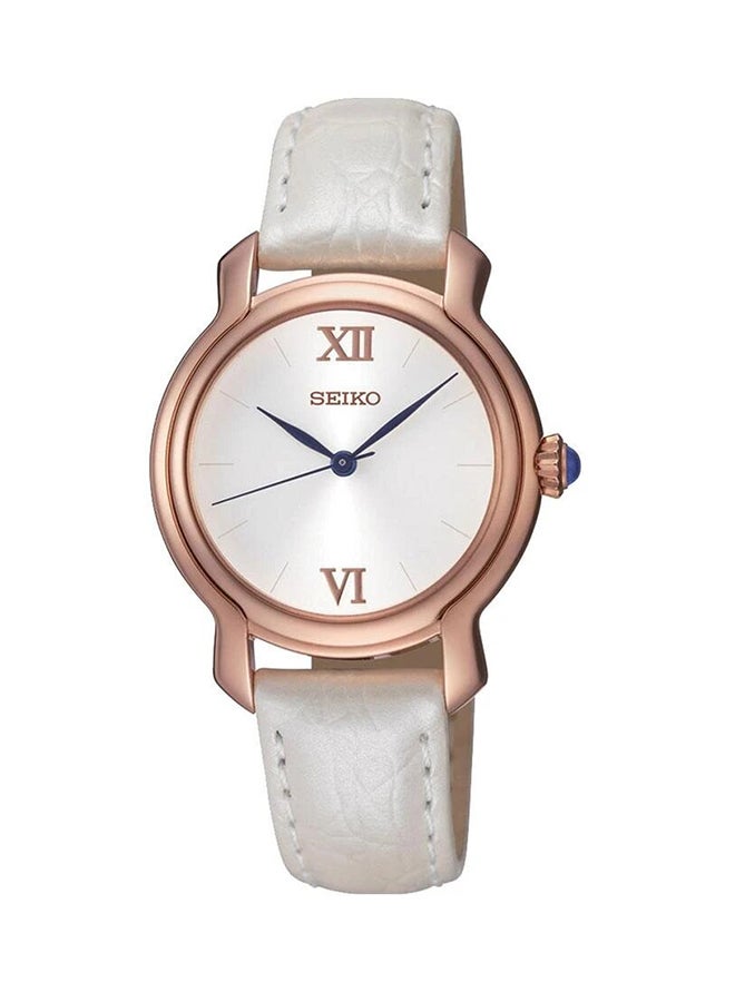 Seiko - women Round Shape Leather Band Analog Wrist Watch 28 mm - White - SRZ394P1 - Image 1