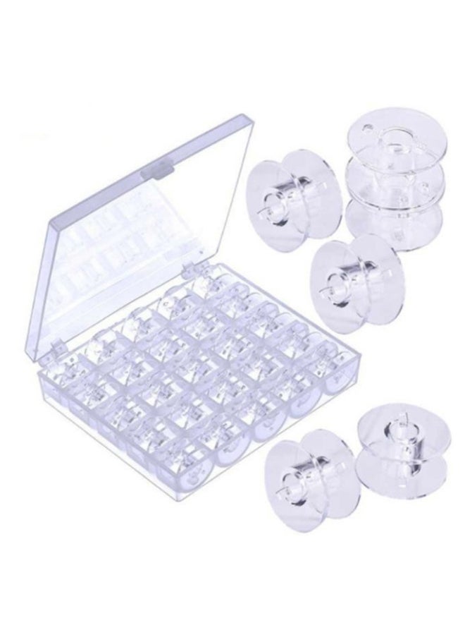 25-Piece Sewing Bobbin Set With Case Clear 2 x 1centimeter
