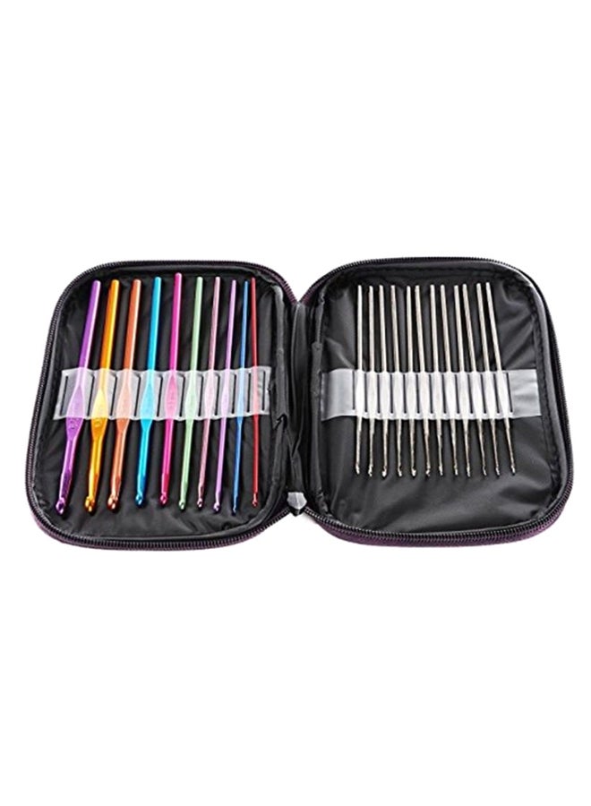 طقم إبر حياكة مكون من 22 قطعة مع حافظة متعدد الألوان