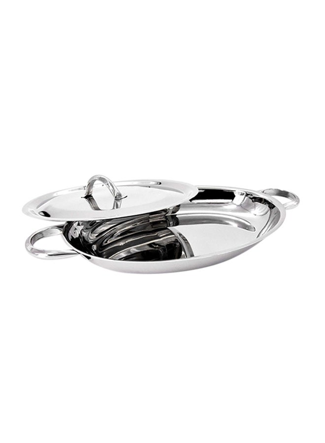 Oval Serving Dish With Lid Silver 30cm