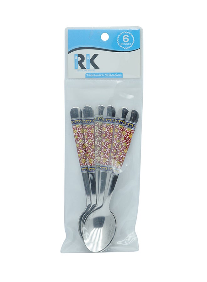 RK 6-Piece Spoon Set Silver/Red 15cm - Image 1