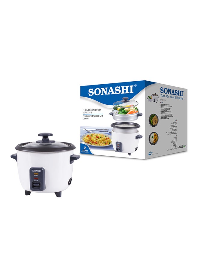 سوناشي - جهاز لطهي الأرز مزود بمبخرة 1.8 L 700 W SRC-318B أسود/ أبيض - Image 1