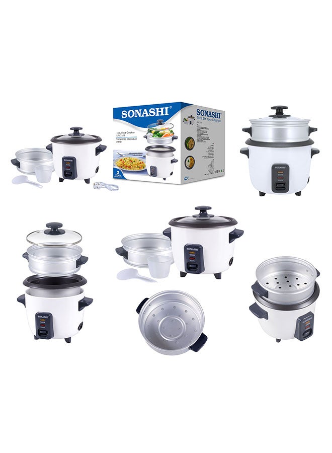 سوناشي - جهاز لطهي الأرز مزود بمبخرة 1.8 L 700 W SRC-318B أسود/ أبيض - Image 1