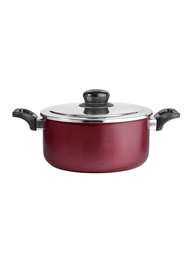 Non-Stick Pot With Cover Dark Red 28cm