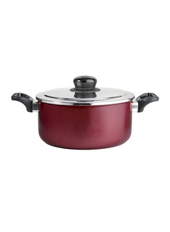 Non-Stick Pot With Cover Dark Red 18cm