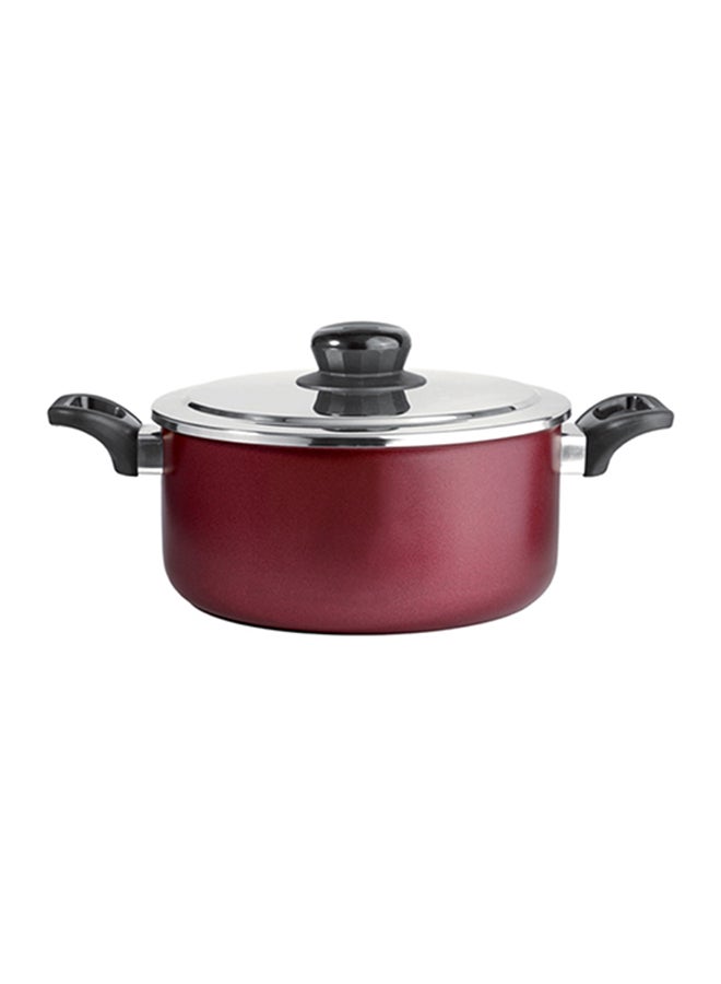 Generic - Non-Stick Pot With Cover Dark Red 18cm - Image 1