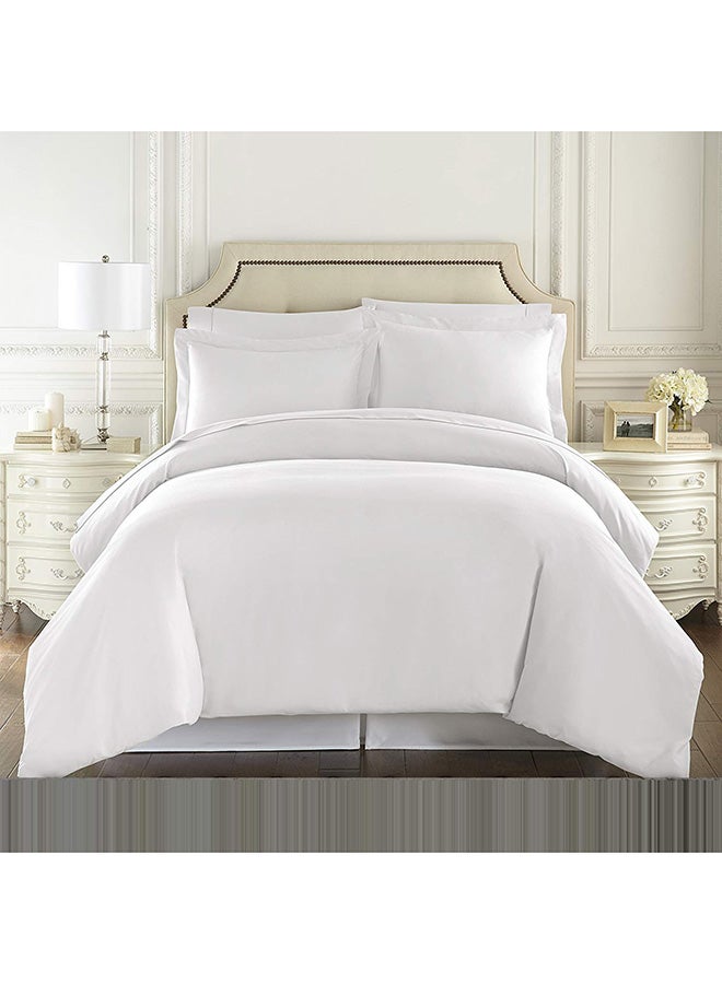 طقم مفرش سرير (لحاف) حجم كينج من 4 قطع بوليستر أبيض