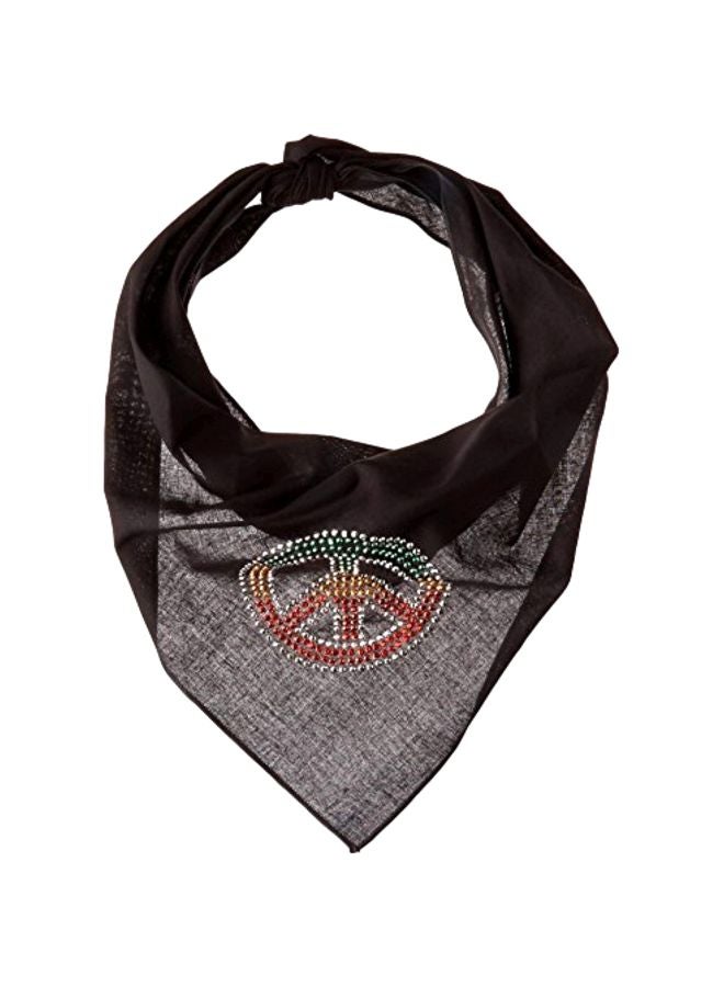Mirage Pet Products Peace Rhinestone Studded Bandana Black/Green/Red L