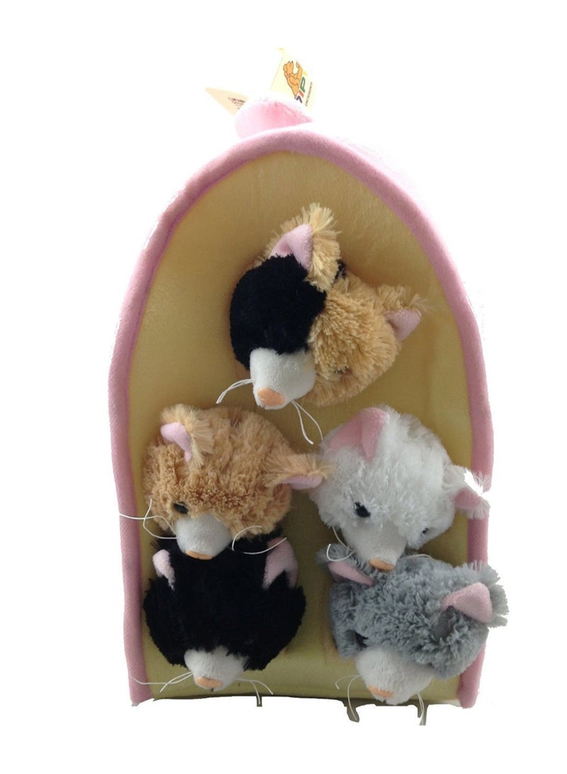 يونيباك طقم دمى محشوة على شكل قطة مع منزل من 5 قطع - Image 1