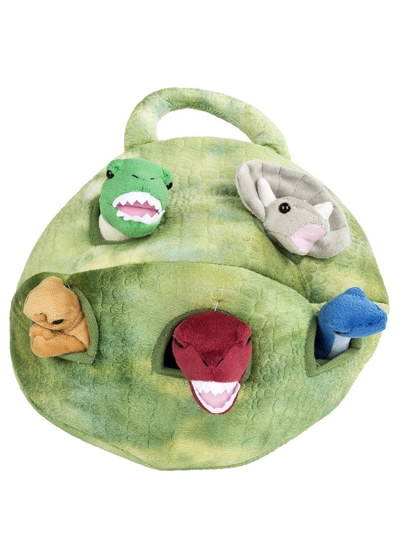 يونيباك طقم دمى محشوة على شكل ديناصور مع منزل، مكون من 5 قطع. - Image 1