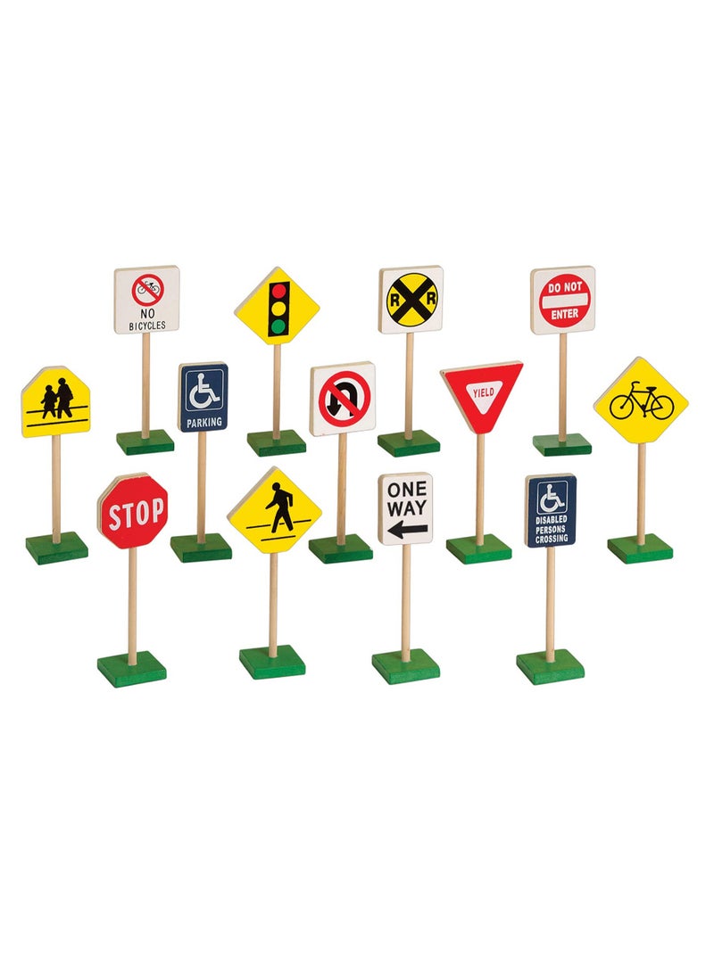 Guidecraft 13-Piece Traffic Signs Learning Block Play Set 13 x 7inch - Image 1
