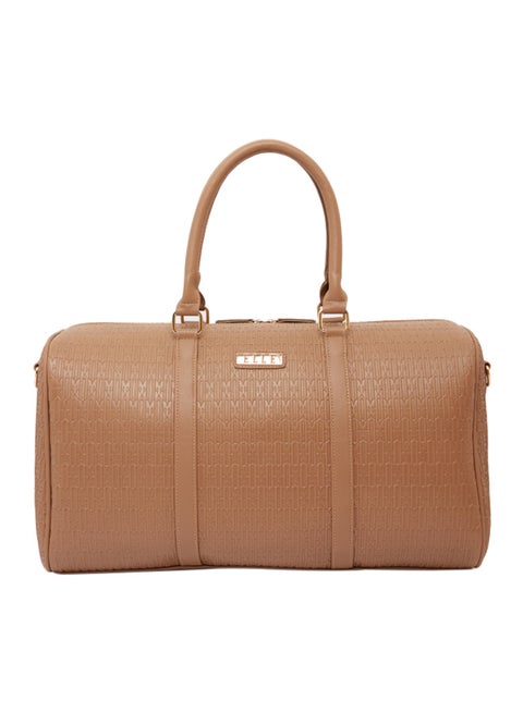 Textured Duffel Bag With Double Handles Beige