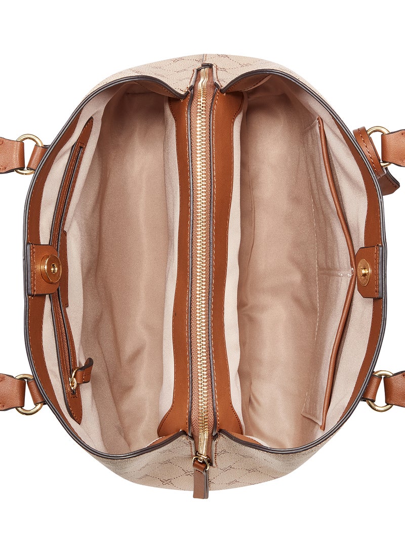 NINE WEST - Brooklyn Jet Set Carryall Bag Khaki/Cognac - Image 1