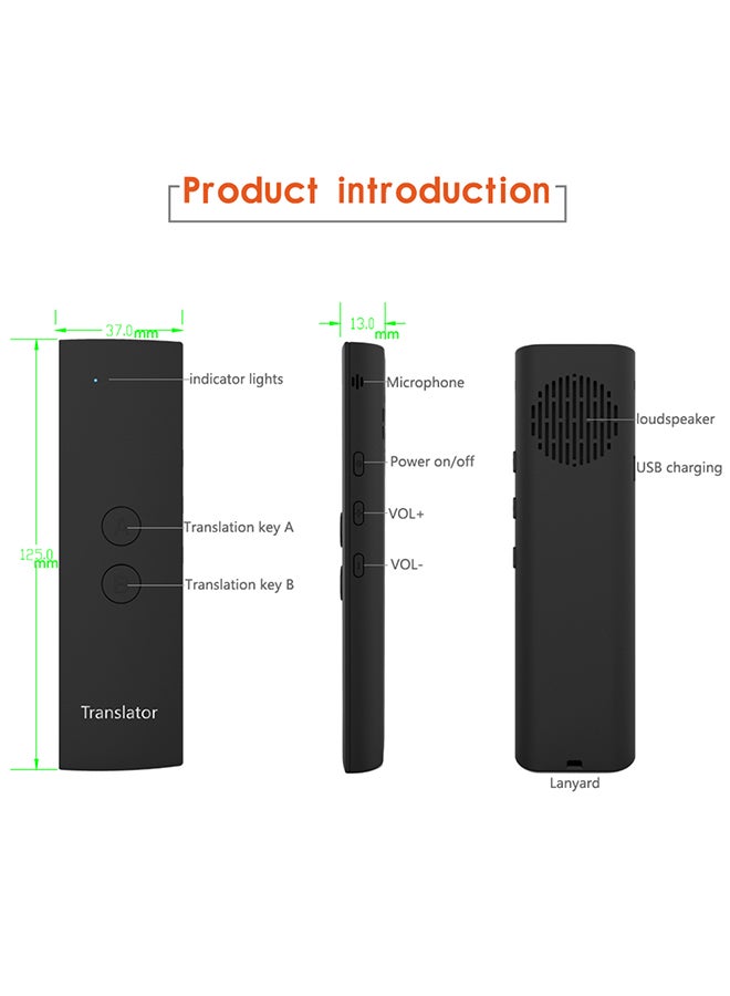 جهاز مترجم لغة ذكي T6 أسود - Image 2