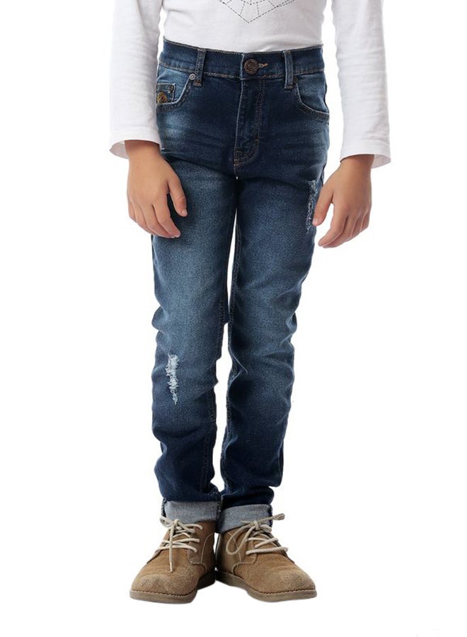 Ripped Mid Rise Jeans Navy Blue Jeans  - Image 1