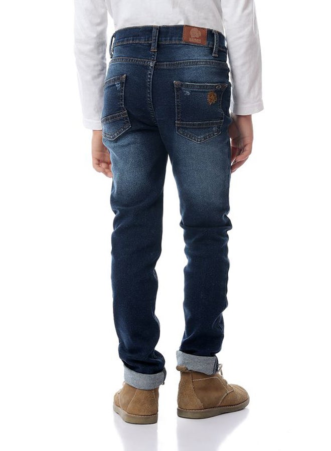 Ripped Mid Rise Jeans Navy Blue Jeans  - Image 2