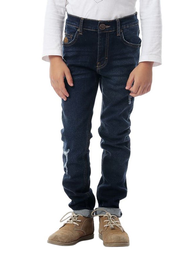 Ripped Mid Rise Jeans Darknavy Blue Jeans  - Image 1