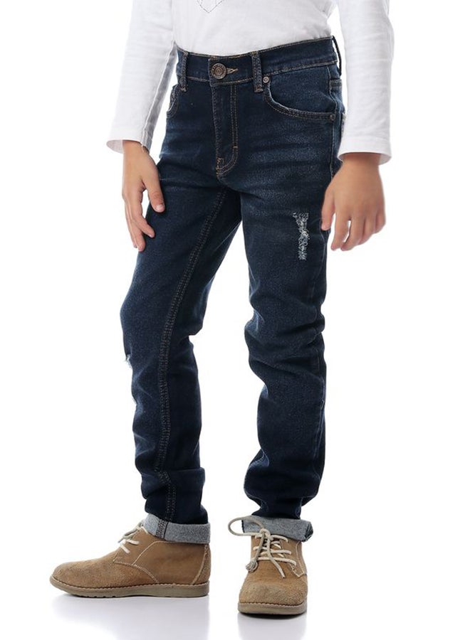 Ripped Mid Rise Jeans Darknavy Blue Jeans  - Image 3