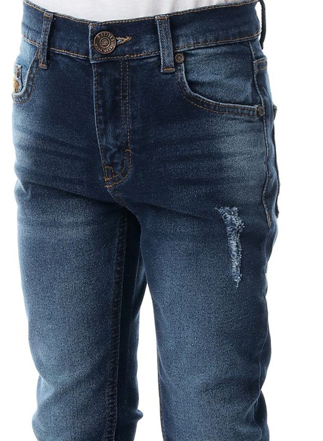 Ripped Mid Rise Jeans Navy Blue Jeans  - Image 4