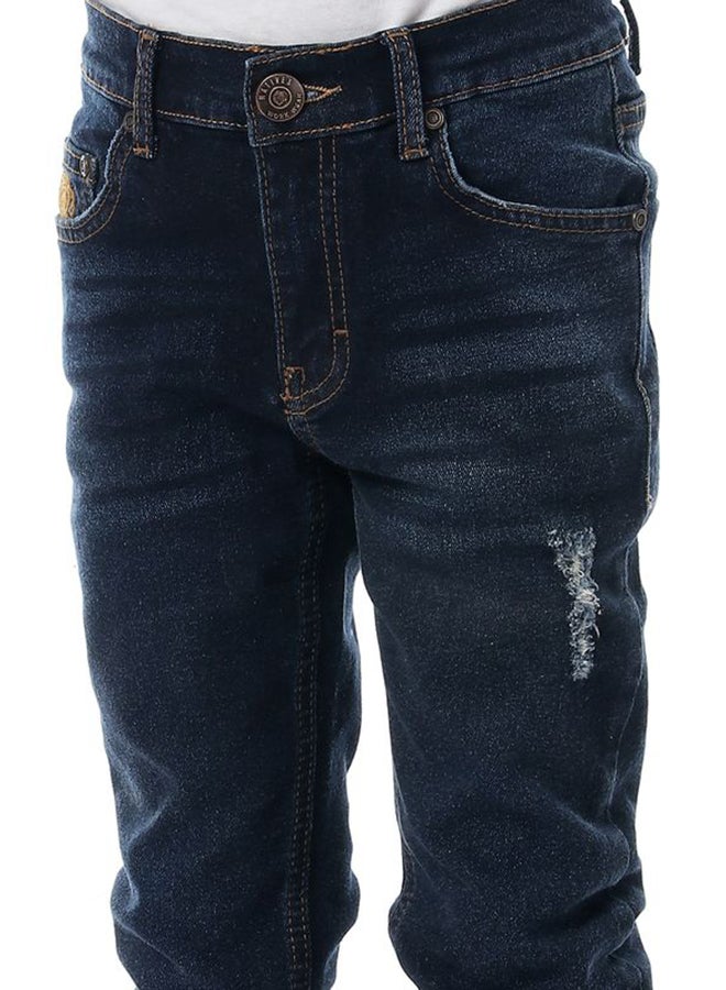 Ripped Mid Rise Jeans Darknavy Blue Jeans  - Image 4