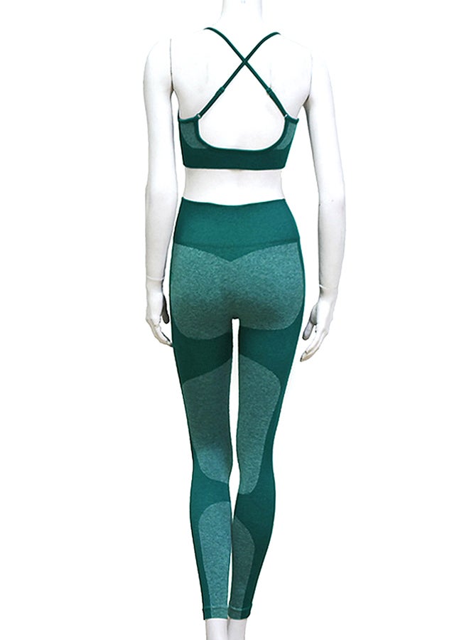 Cool Baby 2-Piece Crop Top And Leggings Set Green  - Image 2