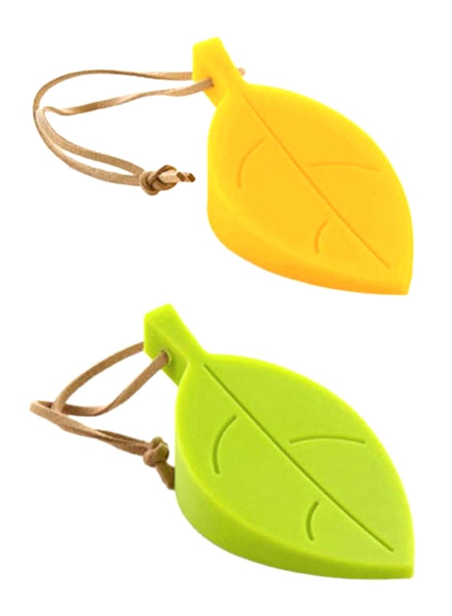 2-Piece Leaf Shape Door Stopper Set Green/Yellow 