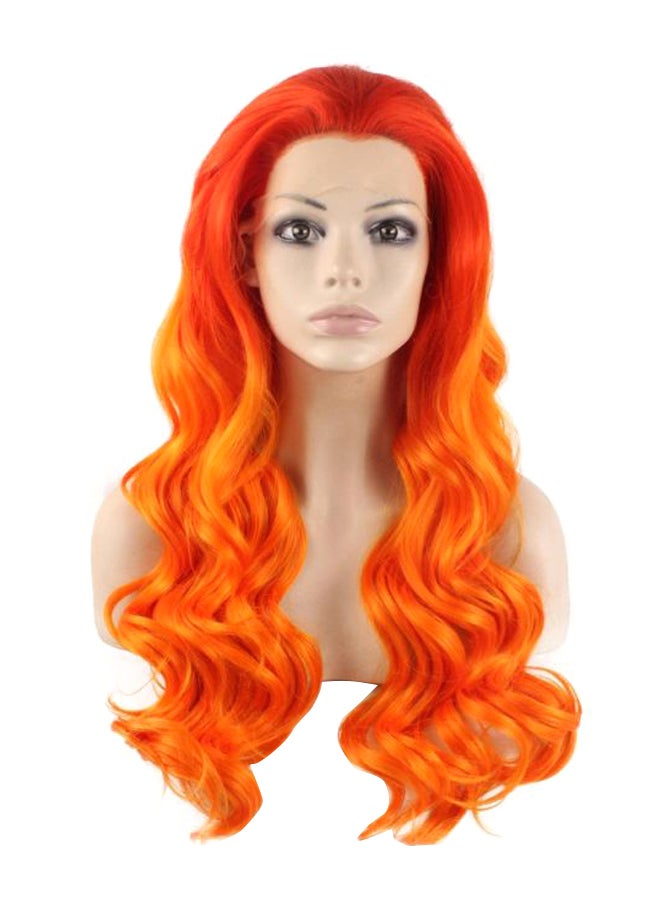 MX angel Hand Tied Heat Resistant Wavy Natural Wig Orange - Image 1