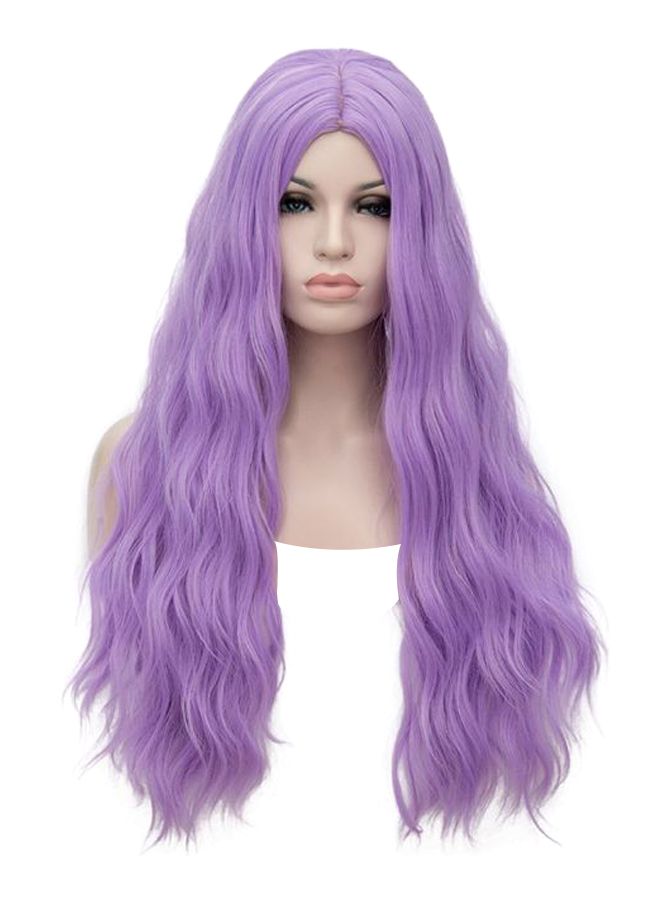 بيرون شعر مستعار صناعي طويل ومجعد ومموج ومقاوم للحرارة أرجواني - Image 1