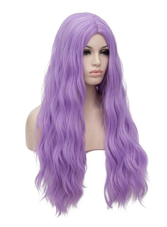 بيرون شعر مستعار صناعي طويل ومجعد ومموج ومقاوم للحرارة أرجواني - Image 2