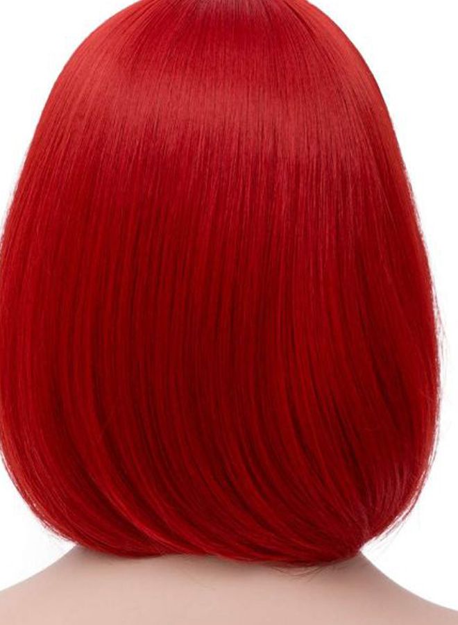 Mersi Short Straight Cosplay Wigs Red 12inch - Image 2