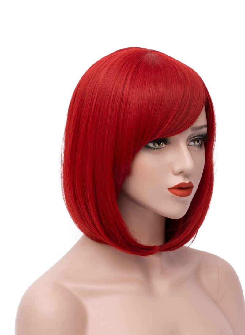 Mersi Short Straight Cosplay Wigs Red 12inch - Image 3