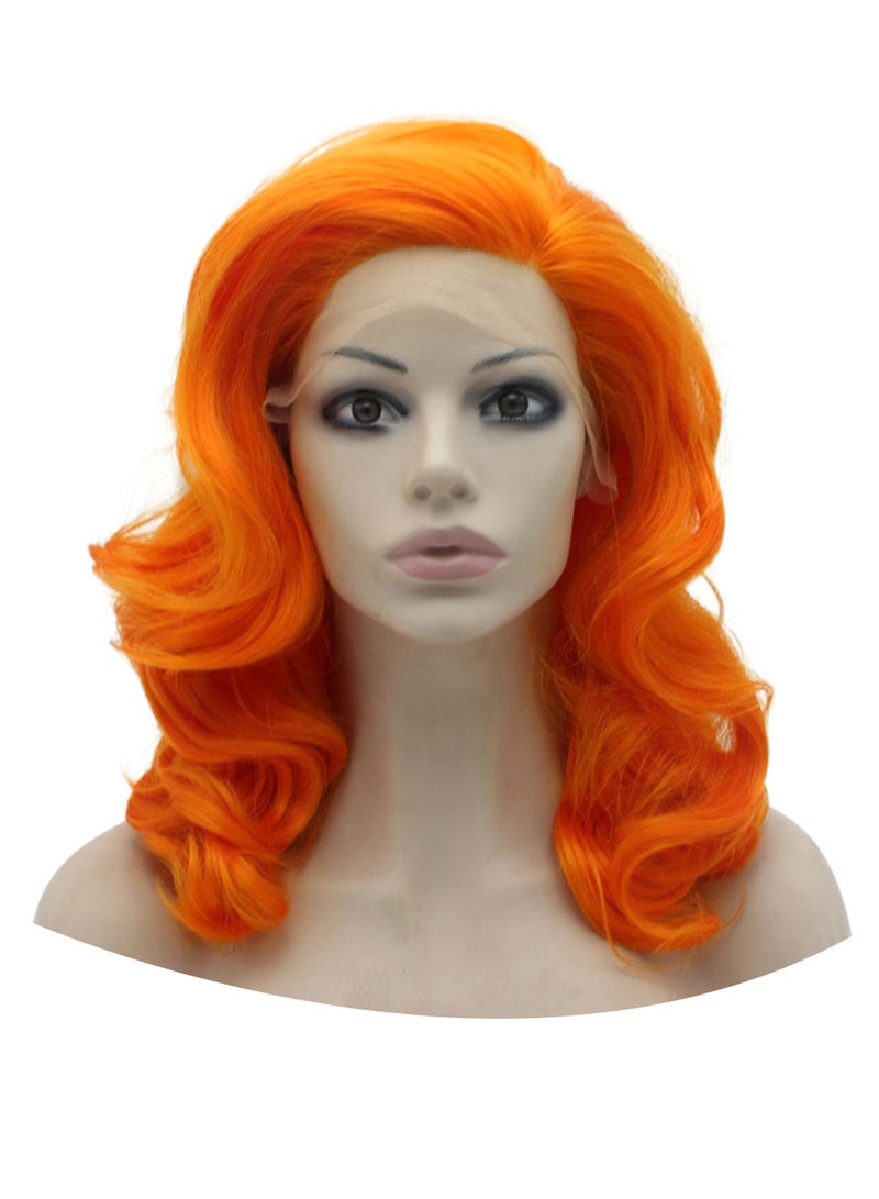 MX angel Medium Long Wavy Heat Friendly Wig Orange - Image 1