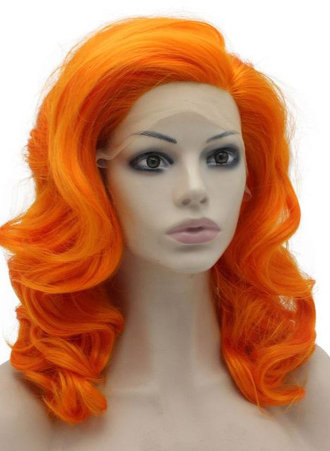 MX angel Medium Long Wavy Heat Friendly Wig Orange - Image 2