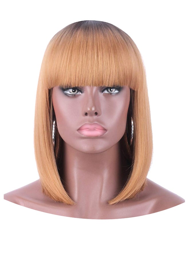 Kalyss Bob Short Wig With Hair Bangs Brown - Image 1